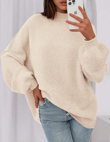 PRETTYGARDEN Women's 2025 Fall Oversized Sweaters Chunky Knit Mock Neck Long Sleeve Casual Trendy Pullover Winter Clothes thumbnail 5