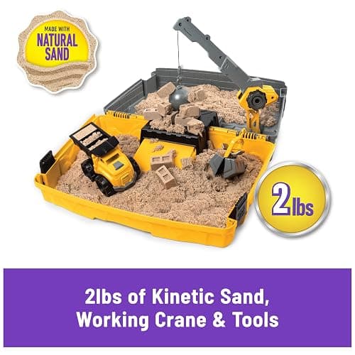 Kinetic Sand, Construction Site Folding Sandbox with 2lbs Play Sand & Toy Truck, Sensory Toys for Kids Ages 3 and up thumbnail 2