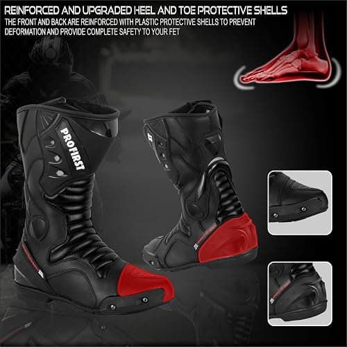 Inflori Genuine Leather Motorcycle Boots Waterproof Motorbike Shoes Armoured Boot Protection Anti Slip Racing Sports thumbnail 7
