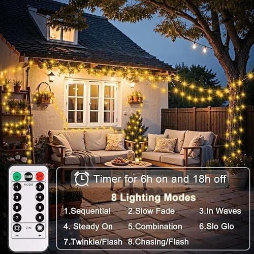 DBFAIRY 2 Pack Fairy Lights Battery Operated with Remote Control, 10M 100 LED Twinkle Lights Waterproof Silver Wire String Lights 8 Modes Dimmable for Bedroom Party Decoration (Warm White) thumbnail 5