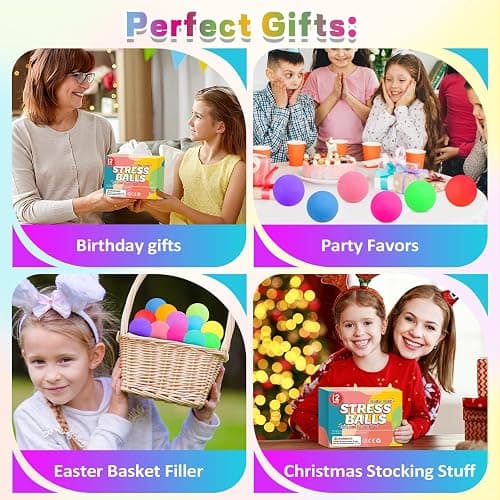 12 Pack Slow Rising Stress Ball,Stress Balls for Kids Adults,Stretchy Fidget Toys for Stress Relief,Hand Therapy Sensory Squishy Ball, Squishy Toys for Kids, Classroom Prize Box Party Favors thumbnail 7