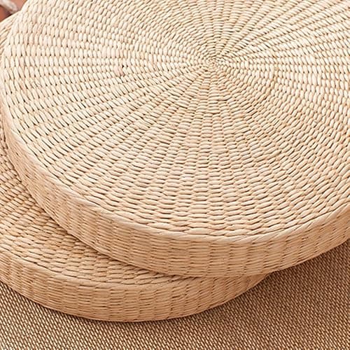balurukt Japanese Style Tatami Floor Pillow,Sitting Cushion Bigger Size,Round Padded Room Floor Straw Mat for Outdoor Seat Hand Woven Tatami Cushion Best for Zen, Yoga Practice 45cm thumbnail 8