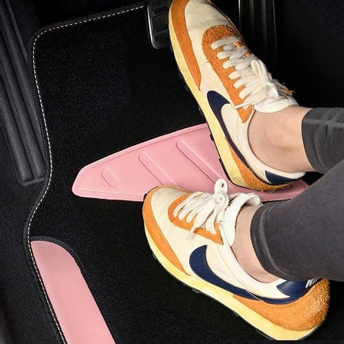 CAR PASS Waterproof Universal Fit Car Floor Mats, Car Mats Fit for SUV,Vans,sedans, Trucks,Set of 4pcs Car Carpet with Driver Heel Pad (Light Pink) thumbnail 4