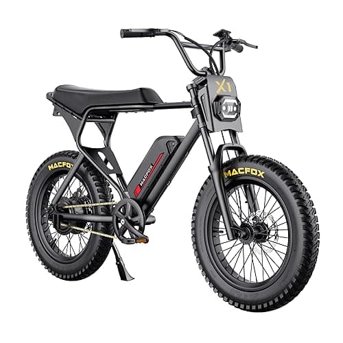 MACFOX Ebikes for Adults, 750W Electric Bike Wheelie 25 MPH Max Speed, 38 Miles Range, 20" Fat Tire E-Bike with Front Suspension, E-Bikes for Riding to School, X1S(Class-3) - X1S-Black