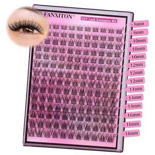 DIY Lash Extension Kit Natural Look Wispy Lash Clusters D 154 pcs Lashes Clusters 8-16 mm Eyelash Extension Kit Lash Bond and Seal Lash Tweezers Individual Lashes Lash Cluster Kit For Beginners thumbnail 7