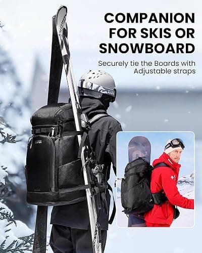 OutdoorMaster Ski Boot Bag, 65L Snowboard Boots Travel Backpack for Helmet, Ski Shoes, Goggles, Gloves and Accessories, Waterproof Exterior & Bottom thumbnail 2