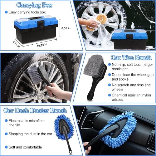 TTRCB 27Pcs Car Detailing Kit, Car Detailing Brush Set, Auto Detailing Drill Brush Set, Car Detailing Brushes, Car Wash Kit, Car Accessories, Car Cleaning Tools Kit for Interior, Exterior, Wheels thumbnail 2