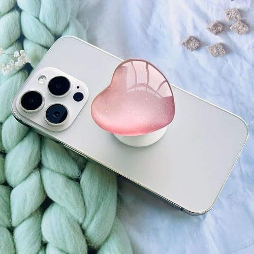 Ksadiye Expandiing Moblile Cell Phone Grip Heart Shape Glass Holder for Smartphones, Cellphone Collapsible Stand（ Pink thumbnail 4
