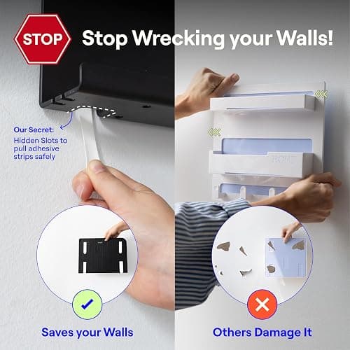 WallShelfie Bedside Wall Organizer & Dorm Decor - Dorm Room Essential, Floating Bedside Shelf Wall Mount Organizer, Remote Control Holder, Cool Teen Girls Trendy Stuff, Room Organization (White) thumbnail 4