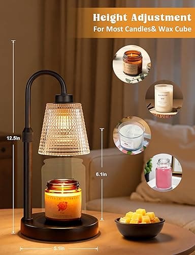 Innqoo Candle Warmer Lamp with Timer, Dimmable Candle Warmer for Jar Candles, Height Adjustable Wax Melts Warmer, Birthday Gifts for Women Mom, House Warming Gifts New Home Decor thumbnail 2