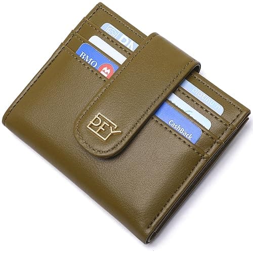 GEEAD Small Wallets for Women Slim Bifold Credit Card Holder Minimalist Zipper Coin Pocket (Army Green) - Army Green thumbnail 4