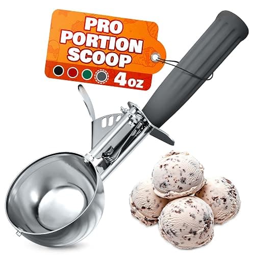 4 oz Ice Cream Scoop with Trigger Release #8 – Stainless Steel Versatile Tool for Baking, Cookies and Desserts Spoons, Dishwasher-Safe, Ergonomic Design, Great as Christmas Gifts for Dessert Lovers - Image 1