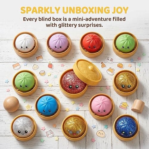 2-Pack Glitter Dumpling Squishy Set - Colorful Sensory Stress Relief Collections, Random Squishy Gift Box with Sparkly Dumplings for Party Favors & Collectibles (Random-2 PCS) thumbnail 2