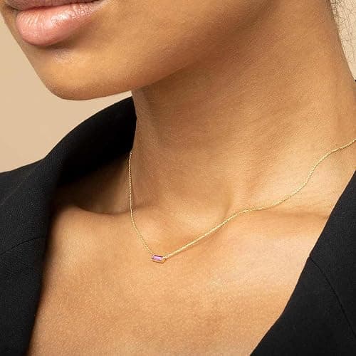 Trendy Birthstone Necklace for Women, Small September Birthstone Necklaces for Teen Girls Tiny Sapphire Necklace for Mother Wife Dainty Birthday Jewelry Valentine's Day Gifts thumbnail 5