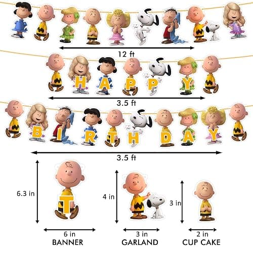 Charlie Broown Theme Birthday Party Supplies Decorations Set, Cartoon Inspired Party Decor with Banner, Cupcake Toppers, Table Decorations for Birthday Celebration and Party Events thumbnail 3