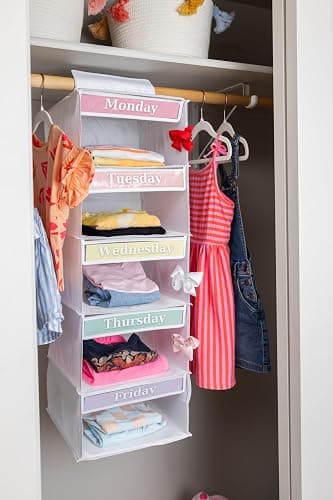 Weekly Clothes Organizer for Kids, Hanging Closet Days of the Week Shelves thumbnail 7