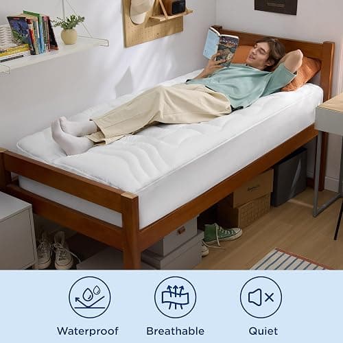 Bedsure Twin XL Mattress Protector Waterproof - Extra Long Twin Waterproof Mattress Topper Pad for College Dorm Essentials, Noiseless Bed Cover Padded with 8-21 Inches Deep Pocket,White, 39x80 Inches - Twin XL - White thumbnail 4