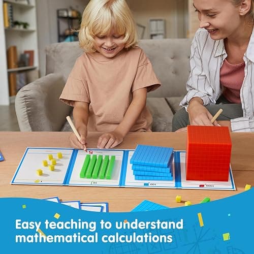 TOMMYHOME Base Ten Blocks with Place Value Chart - Math Manipulatives for Kids.Counting Blocks for Math to Help Educate Kindergarten Teachers. thumbnail 7