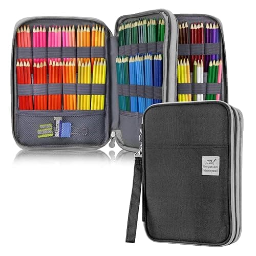 YOUSHARES 192 Slots Colored Pencil Case, Large Capacity Pencil Holder Pen Organizer Bag with Zipper for Prismacolor Watercolor Coloring Pencils, Gel Pens & Markers for Student & Artist (Black) - Image 1