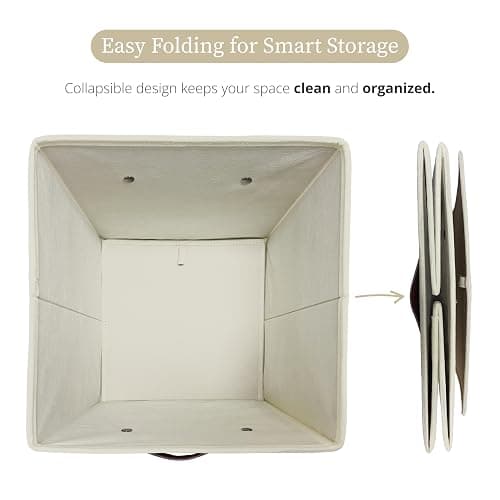 DECOMOMO Cube Storage Bin, Storage Cubes with Labels | 10.5" x 11" Cube, Baskets for Shelves, Kallax Linen Closet Organizers (6pcs, Beige) thumbnail 5