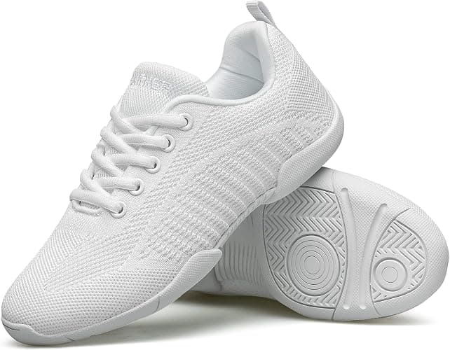 BAXINIER Girls White Cheerleading Shoes Breathable Youth Cheer Competition Sneakers Athletic Training Dance Tennis Walking Shoes - Image 1