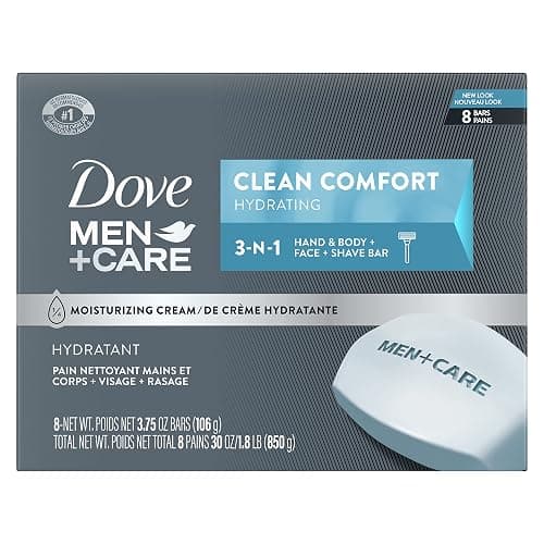 DOVE MEN + CARE Body and Face Bar To Clean and Hydrate Skin Body and Facial Cleanser More Moisturizing Than Bar Soap 3.75 oz 8 Bars - Image 1