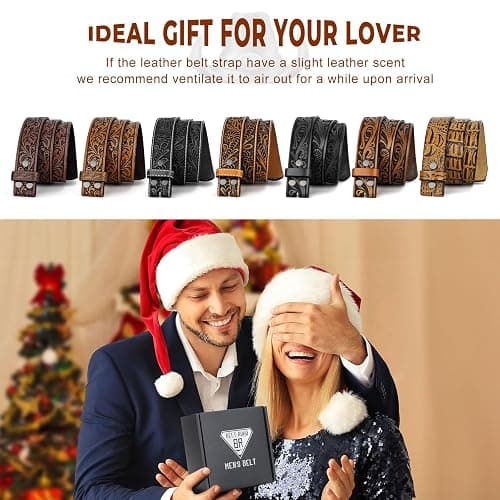 BELTROAD Western Leather Belt Strap for Men Women Cowboy Cowgirl Leather Mens Belts for Jeans Birthday Christmas Belt Gifts thumbnail 5