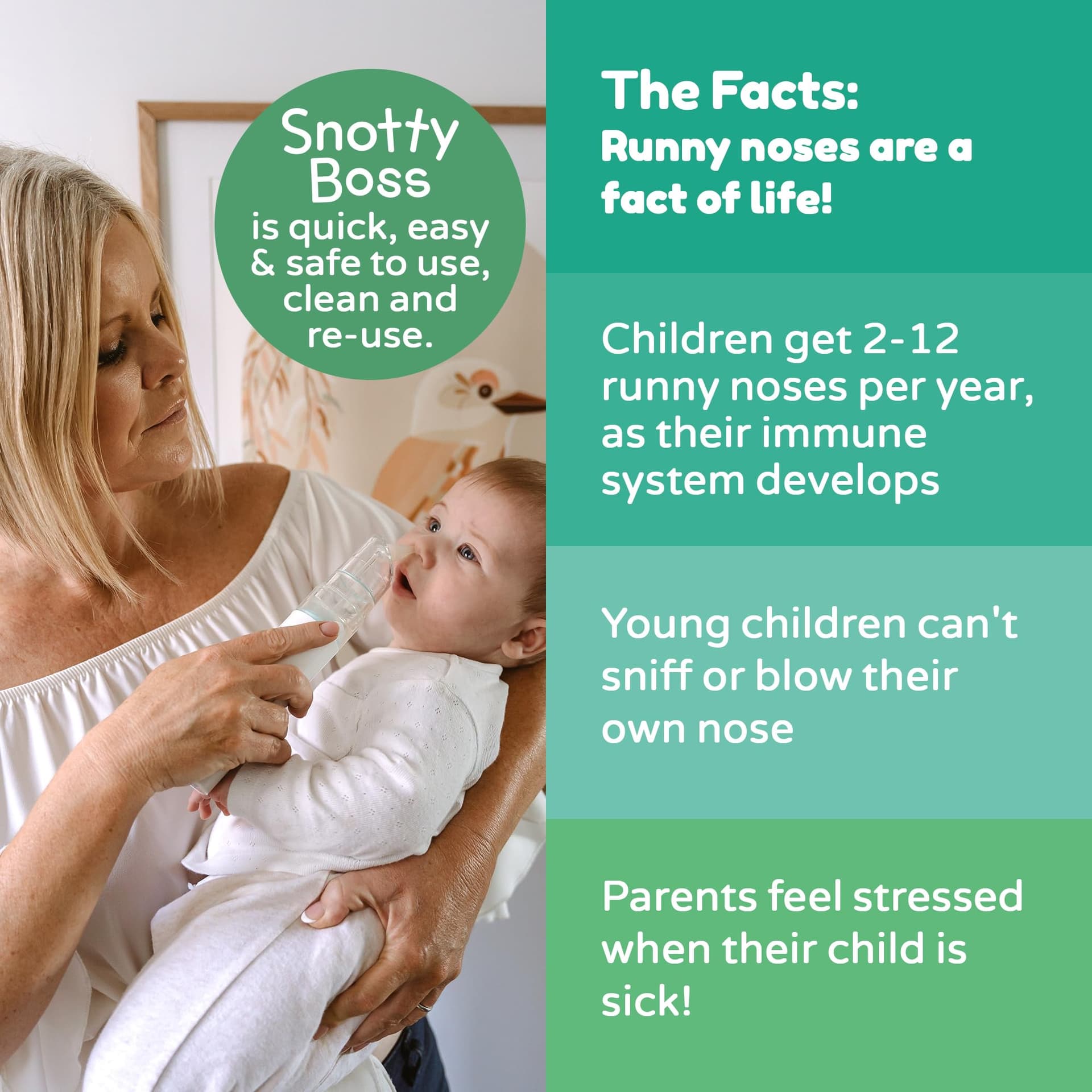 Snotty Boss Baby Nasal Aspirator - Electric Nose Sucker for Baby - Auto Snot & Nose Cleaner Kit with 4 Silicone Tips, Carry Bag & Saline Spray Bottle - AA Battery Operated - Australian Owned thumbnail 4