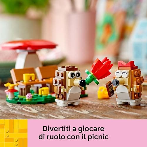 LEGO l'Appuntamento Romantico dei Ricci, Giochi Creativi per Bambini e Bambine da 8 Anni in su, con 2 Animali Giocattolo, un Fungo e una Base a Forma di Cuore, Idea Regalo di Compleanno 40711 thumbnail 8