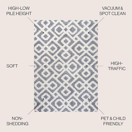 JONATHAN Y Trellis High-Low Cream/Gray Indoor Area Rug 4X6 ft, Astrid Retro for Living Room, Bedroom, Kitchen, Office, Easy-Cleaning, High Traffic, Pet-Friendly, Non-Shedding SNT103B-4 thumbnail 2