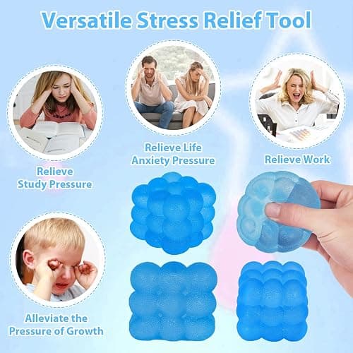 Ssqauvig Frosted Cube Squishy, 5cm Stress Relief Cube Fidget Toy, Soft Sensory Squishy Toys for Anxiety and Focus for Kids Youth Adults, Portable Squishy Ball (Blue) thumbnail 4