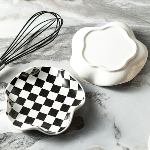 Miamolo Spoon Rest for Stove Top, 5.3in Checkered Spoon Holder Utensil Rest, Ceramic Spoon Rests for Coffee Bar, Kitchen Gadget Cooking Gift for Housewarming - Heat Resistant & Dishwasher Safe thumbnail 8