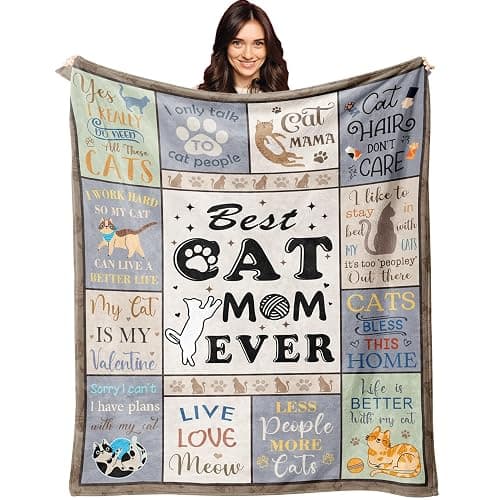 XALAZY Mothers Day Cat Mom Gifts for Women Blanket 50"X60", Cat Gifts for Women, Cat Lover/Lady Gifts, Funny Cats Themed Presents for Birthday/Christmas, Cat Blanket - Image 1