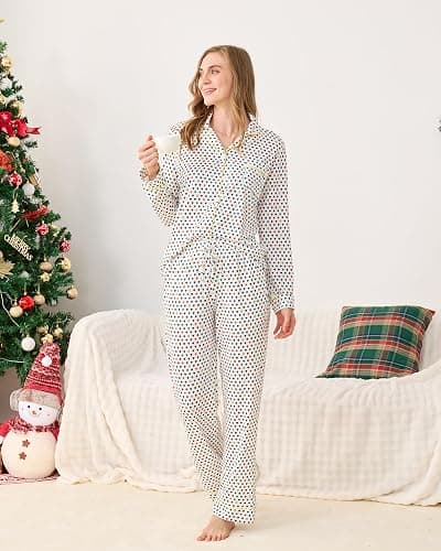 HMPEAIIY Women Y2k Monkey Pajamas Set Button Down Sleepwear Loungewear Pjs for Jammies Party Christmas Thanksgiving Gift thumbnail 3