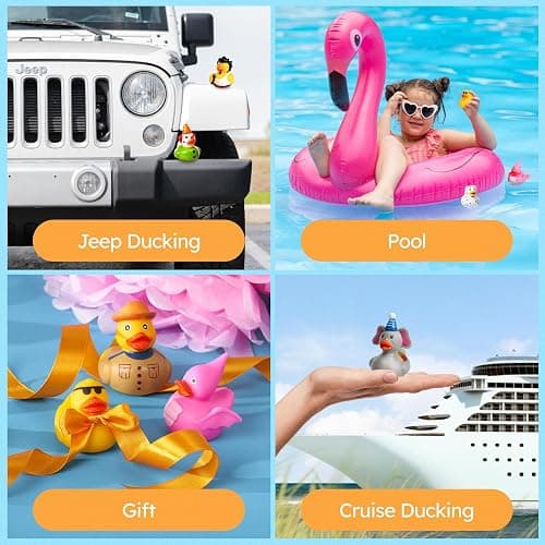 Happy Duckers Rubber Ducks - 30 Piece Bulk Pack for Bath, Pool, Party, Cruise, Jeep Ducking, Decoration & More - Small Assorted Funny Toy Duckies with Gift Box - 30 Rubber Ducks thumbnail 5