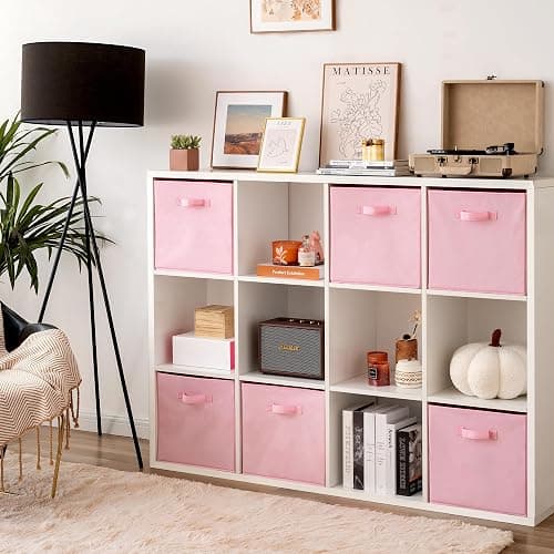 GRANNY SAYS Cube Storage Bins, Pack of 6 Fabric Storage Cubes 13 x 13, Foldable Square Storage Boxes for Shelves, Cube de Rangement en Tissu, Cubes Storage Organizer for Organising, Cube Bins Pink thumbnail 4
