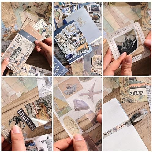 emmoolife Scrapbooking Supplies Kit, Daily Life World Travel Scrapbook Kit for Bullet Junk Journal, Stationery, A6 Grid Notebook, DIY Journaling Supplies, Birthday Craft Gift Teen Women thumbnail 5