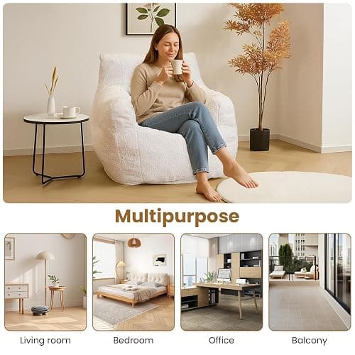 Cvortll Bean Bag Chairs for Adults Kids, Bean Bag Chair with Filler, Fluffy Lazy Sofa, Comfy Cozy BeanBag Chair with Memory Foam for Small Spaces, Bedroom, Living Room, Dorm thumbnail 6