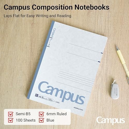 KOKUYO Campus Composition Notebook, 1 Pack B5 Lined Notebooks with 100 Sheets 6mm Ruled Paper, 7 x 10 inch Notebook for School and Work, School Supplies Comp Book for Journal Diary thumbnail 5
