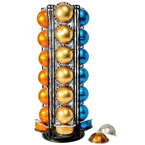 WORBIC Coffee Pod Holder Carousel Organizer for Nespresso VertuoLine - 35 Capsule Coffee Pod Holder with 360° Rotation, Space-Saving Design for Kitchen Countertops, Fits All Vertuo Pods (Sleek Black) - Image 1