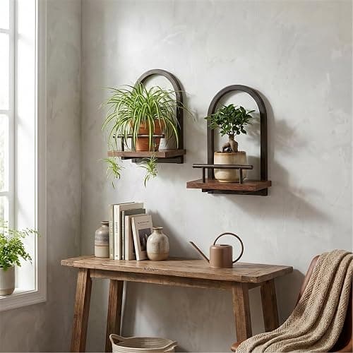 Amaoot Floating Shelves Set for 3, Wall Plant Holder Shelf, Wall Planters | Wall Planters for Indoor Plants, Hanging Shelves Wall Shelf Plant Holder for Living Room Decor, Bathroom, Bedroom, Kitchen thumbnail 4