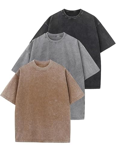 Arssm 3 Pack Men Oversized T Shirts Vintage Tee Loose Fit Short Sleeve Casual Streetwear Baggy Washed Unisex Tops - Image 1