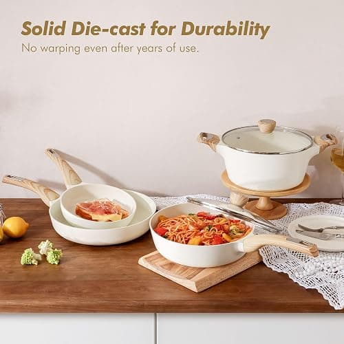 SENSARTE Ceramic Cookware Sets, Pots and Pans Set Non stick, 14-Piece Induction Cookware, Non toxic Healthy Non Stick Kitchen Cooking Set, with Frying Pans Set, PFAS PTFE PFOA PFOS Free thumbnail 2