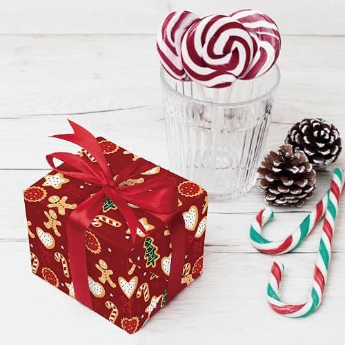 WRAPLULU Red Christmas Wrapping Paper - 4 Jumbo Sheets, 28 * 40 Inches - Cookie Xmas Gift Wrapping Paper, Perfect for Kids Adults Christmas' Gift and Winter thumbnail 7