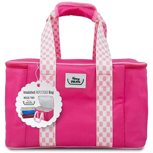 Fancy Panz - Pink Insulated Casserole Carrier Bag - Insulated Thermal Bags for Hot & Cold Food Holds 2 Standard Size Fancy Panz - 2 Pockets - Food Container - Hosting Essentials - Image 1