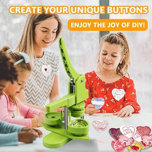 MK.Bear Heart Button Maker Machine DIY Gift, Installation-Free Button Maker Press Machine, Pin Button Making Machine with Free 100 Sets Heart Button Making Supplies & Circle Cutter & Magic Book(Green) thumbnail 4