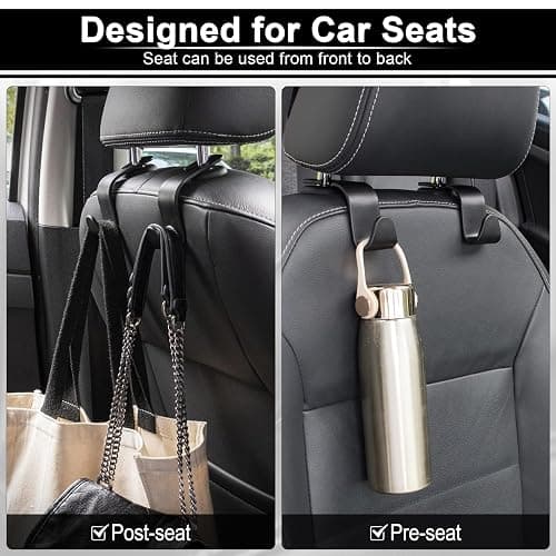 LivTee Car Seat Headrest Hook, Auto Seat Hook Hangers Storage Organizer Interior Accessories for Purse Coats Umbrellas Grocery Bags Handbag, 4-Pack thumbnail 6