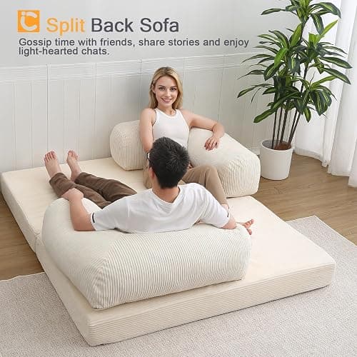 COMAX 4-in-1 Folding Sofa Bed Queen – Convertible Futon Sleeper Mattress Chair Space-Saving Lounge | Foldable Floor Couch | Comfy Guest Bed for Living Room or Bedroom thumbnail 3