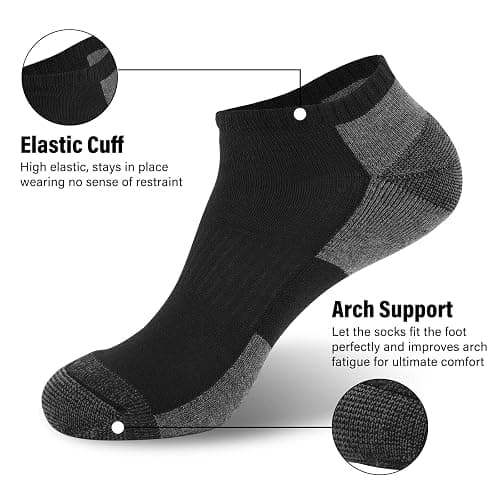 COOPLUS 12 Pack Mens Cushioned Ankle Socks, Low Cut Breathable Casual Socks (Shoe Size 6-11) thumbnail 5