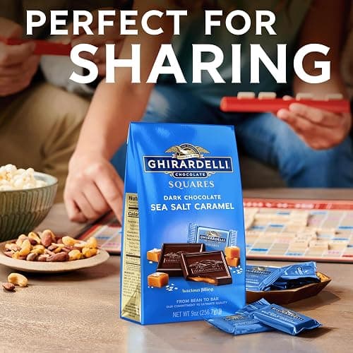 GHIRARDELLI Dark Chocolate SEA SALT CARAMEL SQUARES , 5.32 oz Bag thumbnail 6